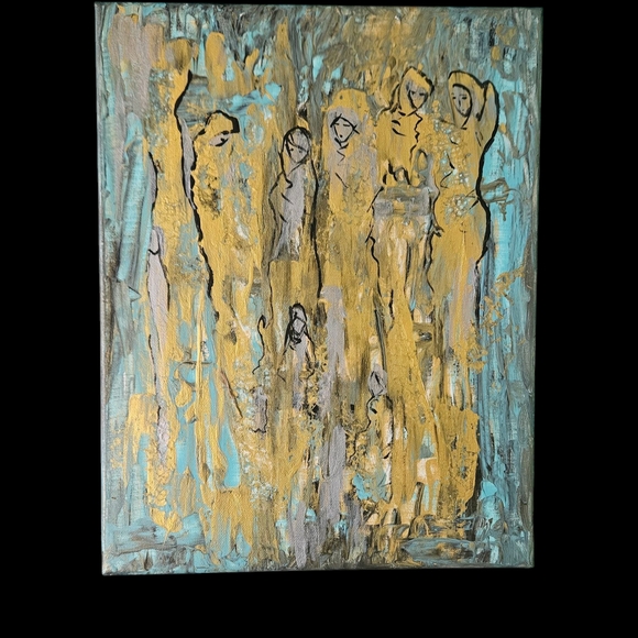 Original Abstract Painting, Modern Art On Stretched Canvas  Signed - Picture 1 of 7